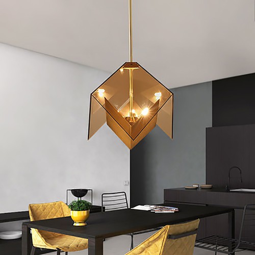 Golden Cube Chandelier